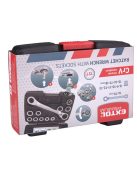 EXTOL PREMIUM racsnis csillag kulcs klt. 11db; cserélhető betétekkel: 8-19mm CrV. 72 foggal, 2 irányú forgás