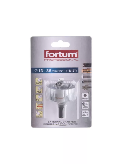 FORTUM sorjátlanító BIT (sorjázó adapter), 13-36 mm, fúrógépbe fogható, 9 mm