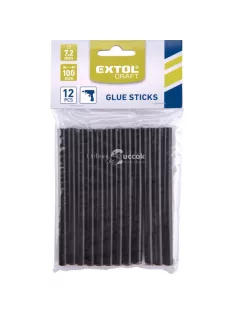   EXTOL CRAFT ragasztóstift klt., fekete színű; 12db, 100×7,2mm, bliszteren