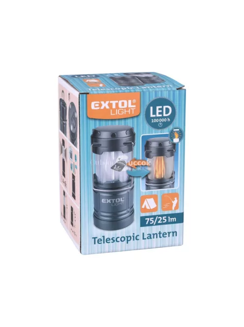 EXTOL LIGHT LED teleszkópos lámpa, 75 Lumen, láng hatású fény, elem nélkül