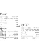 EXTOL PREMIUM dugókulcs klt., CV.4-32mm ; 1/4'&1/2' 75db, racsnis 45fog