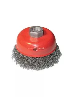   EXTOL CRAFT drótcsiszoló fazékkefe sarokcsiszolóhoz; M14×2 100mm, ford.: 8500, hullámos szálú