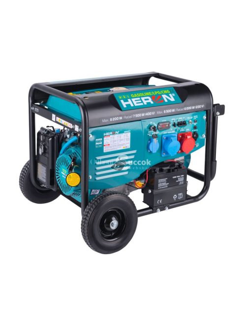 HERON benzin-gázmotoros áramfejlesztő, 8000 VA, távírányítható, 400/230 V