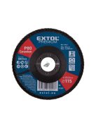 EXTOL PREMIUM lamellás csiszoló acél, Alu, műa. és fa munkadarabok csiszolására, 115×22mm; P40, kúpos, max.:13.200 ford./perc, EN13743