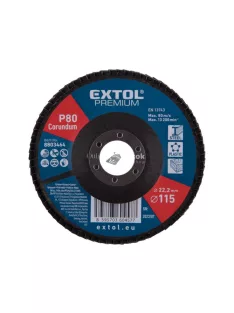   EXTOL PREMIUM lamellás csiszoló acél, Alu, műa. és fa munkadarabok csiszolására, 115×22mm; P40, kúpos, max.:13.200 ford./perc, E