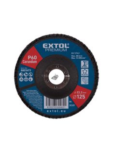   EXTOL PREMIUM lamellás csiszoló acél, Alu, műa. és fa munkadarabok csiszolására, 125×22mm; P40, kúpos, max.:12.300 ford./perc, E