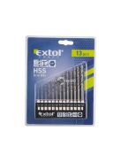 EXTOL CRAFT fémcsigafúró klt., 13db, HSS; 1,5-6,5mm, 1/4'' BIT befogás, polírozott, műanyag tartóban, bliszteren