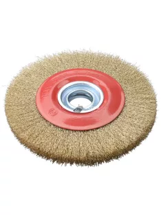   EXTOL CRAFT drótcsiszoló körkefe kettős köszörűre, 150mm, 32mm átm, műa. adapterek, hullámos szálú, rezezett acél