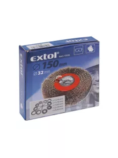   EXTOL CRAFT drótcsiszoló körkefe kettős köszörűre, 150mm, 32mm átm, műa. adapterek, hullámos szálú, rezezett acél