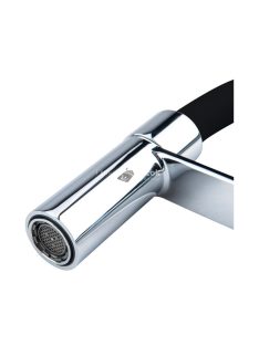   BALLETTO mosogató csaptelep, fix helyzetű tartó, hajlékony szilikon kifolyó csővel, 25mm, fekete