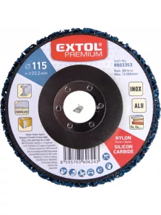   EXTOL PREMIUM csiszolókorong sarokcsiszolóhoz (négertárcsa), 115mm, 14 mm vastagság, üvegszálas hátlap, nylon és szilícium-kar