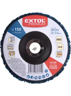   EXTOL PREMIUM csiszolókorong sarokcsiszolóhoz ('négertárcsa'), 150mm, 14 mm vastagság, üvegszálas hátlap, nylon és szilícium-kar