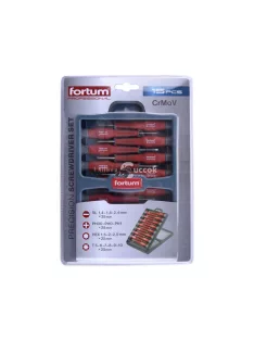   FORTUM órás csavarhúzó klt. 15db, két komponensű ergonomikus markolat, műanyag tartóban