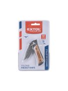 EXTOL PREMIUM zsebkés (bicska), rozsdamentes acél penge damaszk mintával, fa betétes nyél, teljes/összecsukott hossz.:160/90 mm
