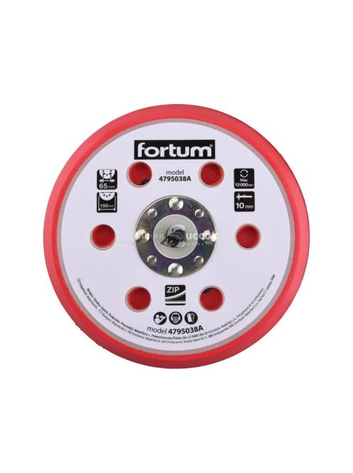 FORTUM tartalék gumi talp 4795038 rotációs csiszológéphez, 6'/150mm, 6+16 db lyuk, tépőzáras, 12.000 f/perc, vastagság:10mm