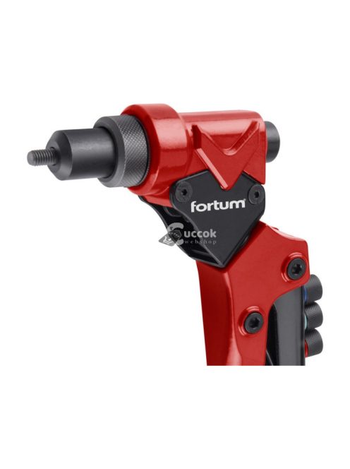 FORTUM szegecsanya- és popszegecs húzó fogó, 2az1ben, forgatható fejű, kétkaros; 260 mm, CrVMo fej, FORTUM