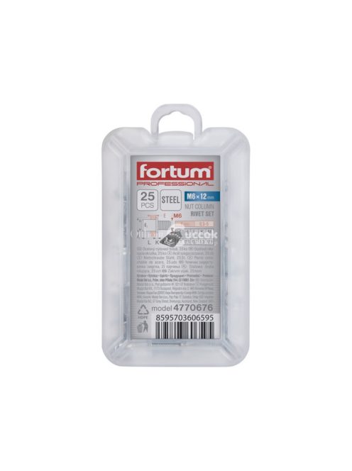 FORTUM szegecscsavar klt. 25 db, M6, horganyzott acél, FORTUM