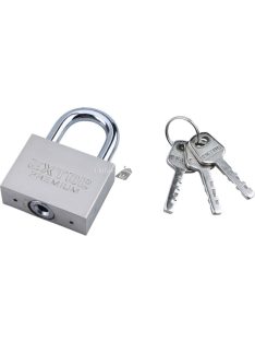   EXTOL PREMIUM lakat, vas, matt nikkel, 3db kulcs; 50mm, edzett acél kengyel, szárátmérő: 10 mm