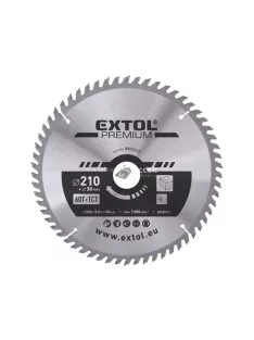   EXTOL PREMIUM körfűrészlap, keményfémlapkás, 184×30mm(lyuk átm), T50; 3,2mm lapkaszélesség, max. 7000 ford/perc