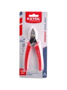 EXTOL PREMIUM műszerész oldalcsípő fogó, mini, 130 mm, HRC 52-55, átvágható drót max.: réz: 2mm, acél:1mm