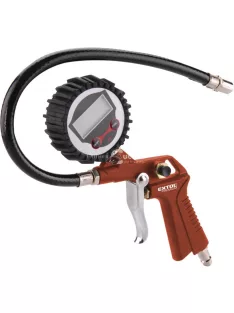   EXTOL PREMIUM gumiabroncs fúvató pisztoly, digitális manométerrel, max.13 Bar, 1/4' tömlőcsatlakozó, 85-142 l/perc, 2×1,5V AAA e