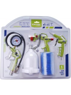   EXTOL CRAFT alap légkompresszor tartozék szett, 4db (lefuvató piszt. festékszóró, abroncsfúvó piszt.,spiráltömlő) 1/4 gyorscsat