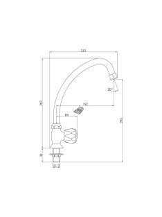   BALLETTO mosdó csaptelep hidegvízhez, kerámia szelep, króm, 22cm hosszú csőr
