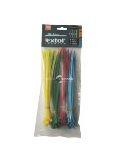   EXTOL PREMIUM kábelkötegelő 2,5×150mm 100db, 4 színű (piros, kék, sárga, zöld), nylon;