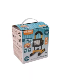   EXTOL LIGHT hordozható LED lámpa (reflektor), 10W, 800 lm; IP65, Li-ion akkus tölthető