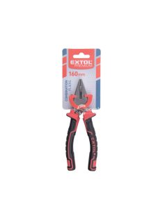   EXTOL PREMIUM kombinált fogó, 160mm, duál vörös/fekete, TPR nyél, akasztós szerszámtartó