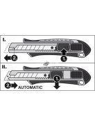 FORTUM tapétavágó kés; automatikus penge visszahúzás, 18mm, pótpenge: 4780003 FORTUM
