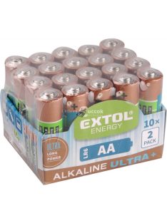   EXTOL ENERGY elem klt. 20 db, alkáli, 1,5V, méret: AA (LR6); hosszú étettartam, 10×2db-os kínálóban