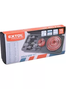   EXTOL PREMIUM körkivágó klt., 15 db-os,(19-22-29-32-36-38-44-51-58-64-76mm) műanyag, fa, gipszkarton