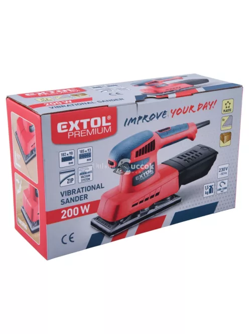 EXTOL PRMIUM vibrációs csiszológép 200 W, max. 13.000 ford/perc, 93×185 mm papír