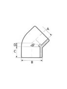 PVC csőidom, 45 fokos szögben hajlított, D90 mm - megbízható minőségű, könnyen szerelhető termék