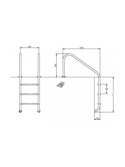 Magas hordozható létra 2 fokos ívvel