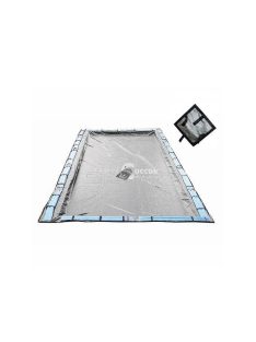   Silverado Téli Védőtakaró 6.0 x 3.0 m Medencéhez, Négyszög Alakú, Földbe Süllyeszthető, Ezüst/Fekete