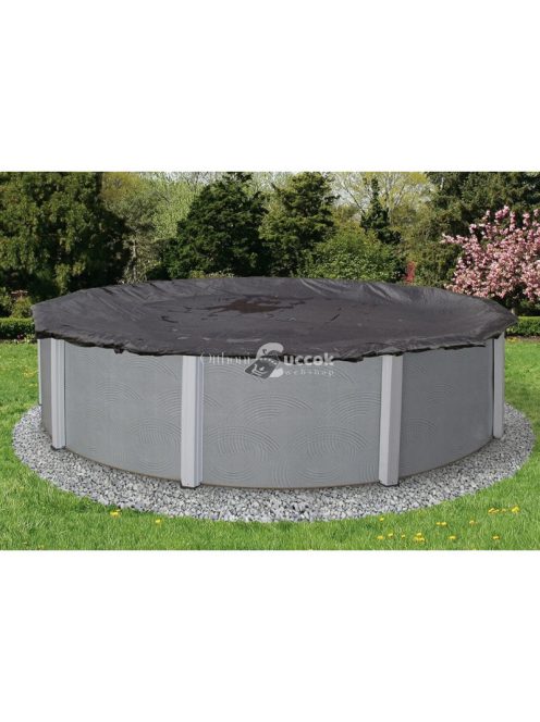Deluxe PE téli medencevédő takaró, kör alakú fémpalástos medencékhez, 4.5m átmérőjű, fekete színű