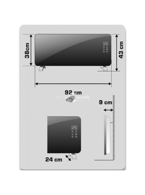 FK 430 WIFI Smart elektromos hősugárzó, álló/fali kivitel, 1000/2000 W, IPX4, Wifi kapcsolat, fekete színű