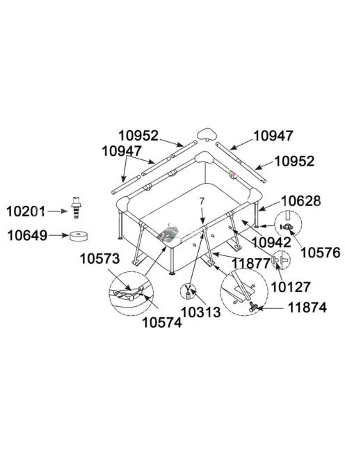 INTEX fémvázas medence vízszintes keretelem (B / D), 220x150x60 cm méretű medencéhez (10952)
