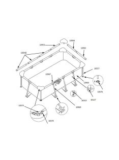   INTEX 260 x 160 x 65 cm méretű fémvázas medence vízszintes keretalkatrész (10958)