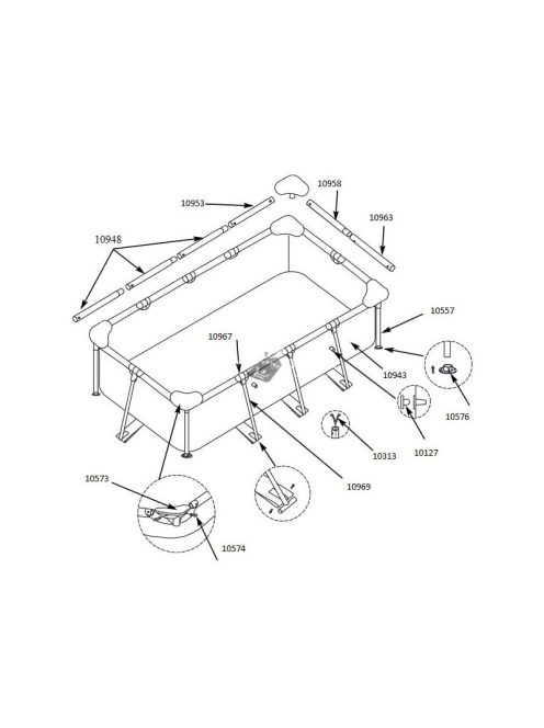 INTEX 260 x 160 x 65 cm méretű fémvázas medence vízszintes keretalkatrész (10958)