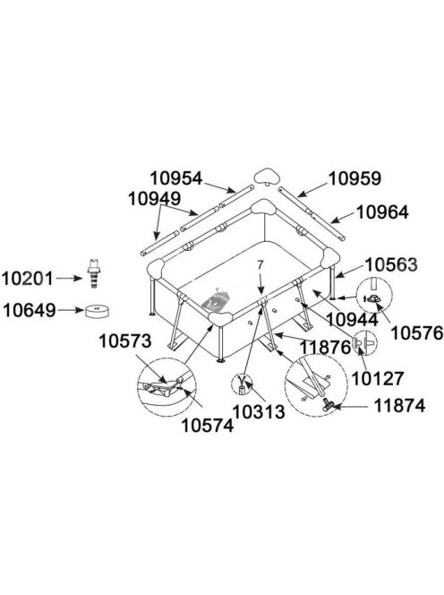 INTEX fémvázas medencéhez való vízszintes keretelem (C), 300x200x75 cm-es medencékhez, cikkszám: 10959