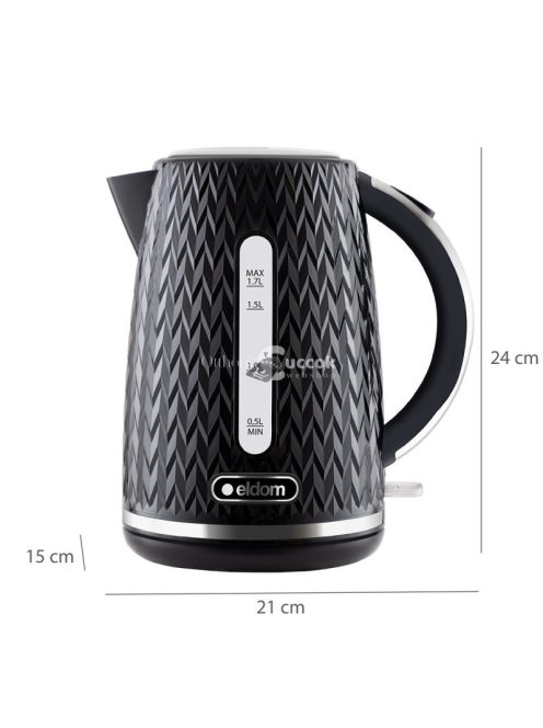 Vezeték nélküli elektromos vízforraló NELO fekete ELDOM 1.7 L