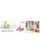 Fa kocsi tolóval és 40 db Ecotoys építőkockával