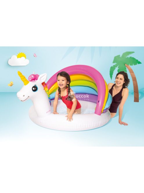 Felfújható unikornis napernyős medence Intex