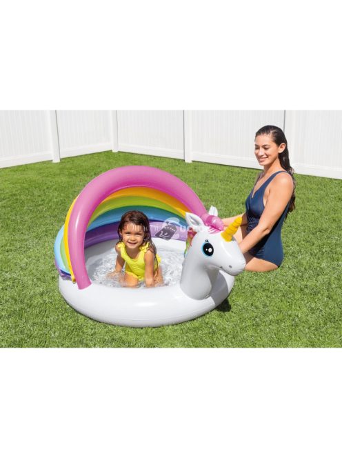 Felfújható unikornis napernyős medence Intex