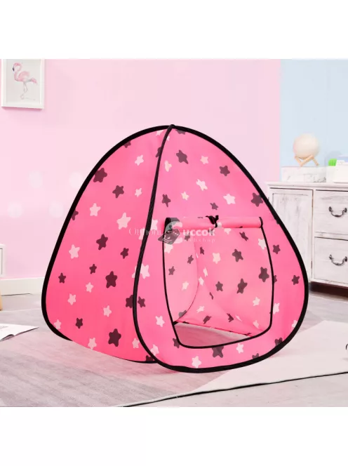 Rózsaszín sátorház csillagokkal lányoknak - gyerekeknek - rózsaszín - csillagos - lány - sátor - ház