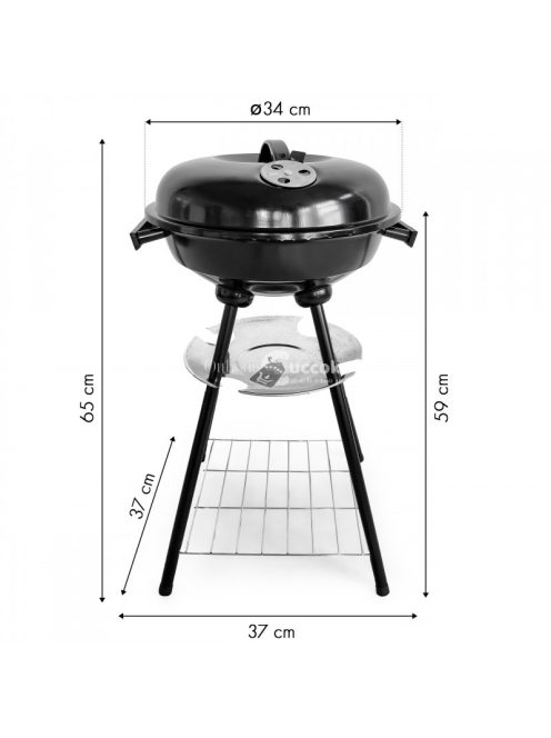 Kerti grill védővel és hamutálcával - BBQ sütő kerti használatra, fedéllel és hamuzsákkal