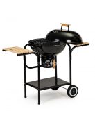 Szénkerti grill fedéllel és polcokkal, ráccsal és hamutálcával